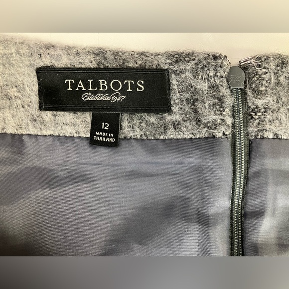 Talbots Gray and Black Buffalo Plaid Wool Blend Short Skirt Size 12 - Picture 6 of 7